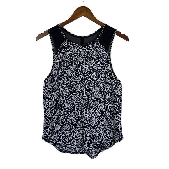 Lululemon Sculpt Tank Black & White Flower Posey Print UPF Lycra Workout Top - Picture 11 of 12